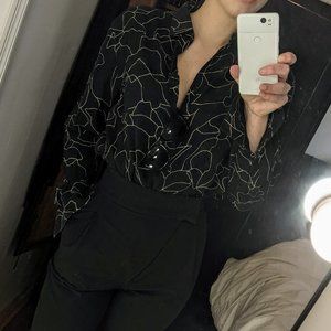 Black and white pattern button down